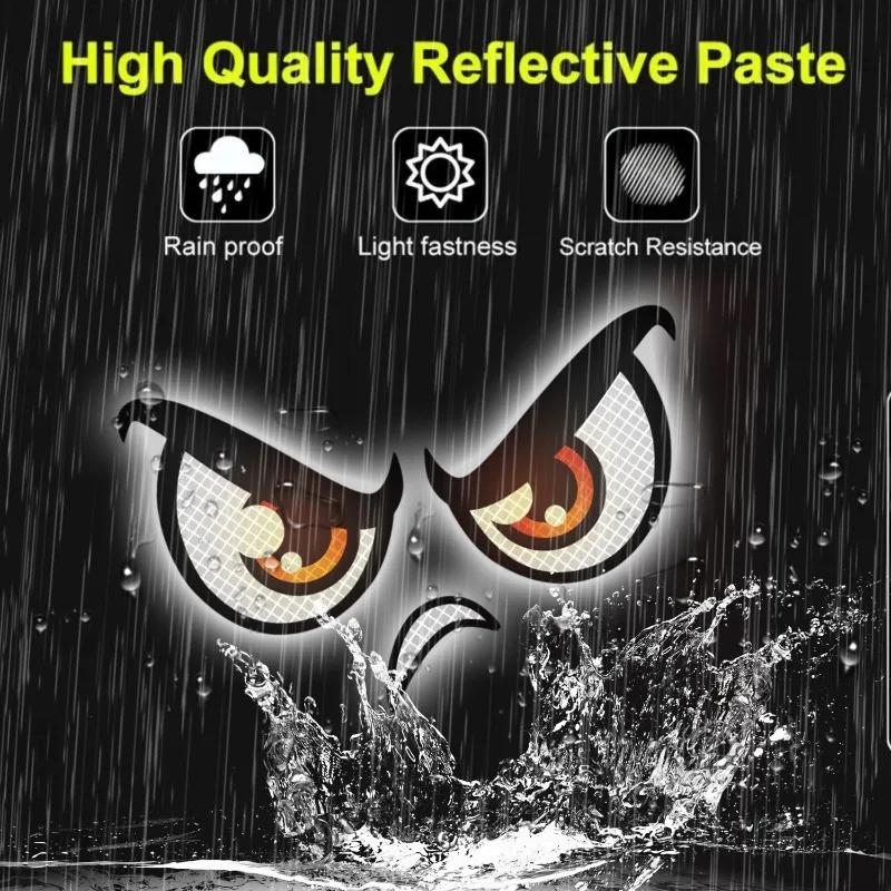 3types Car Night Light Safety Reflective Stickers Devil's Eyes Reflective Warning Stickers Auto Decoration Exterior Accessories