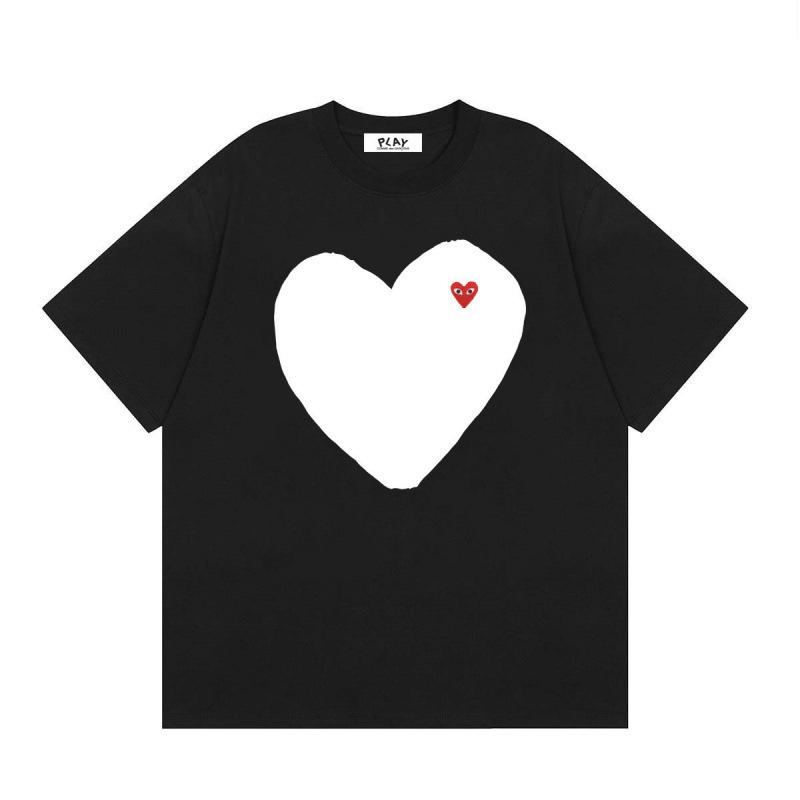 Japanese trendy brand heart-print short-sleeve T-shirt, unisex loose couple's summer casual daily versatile top