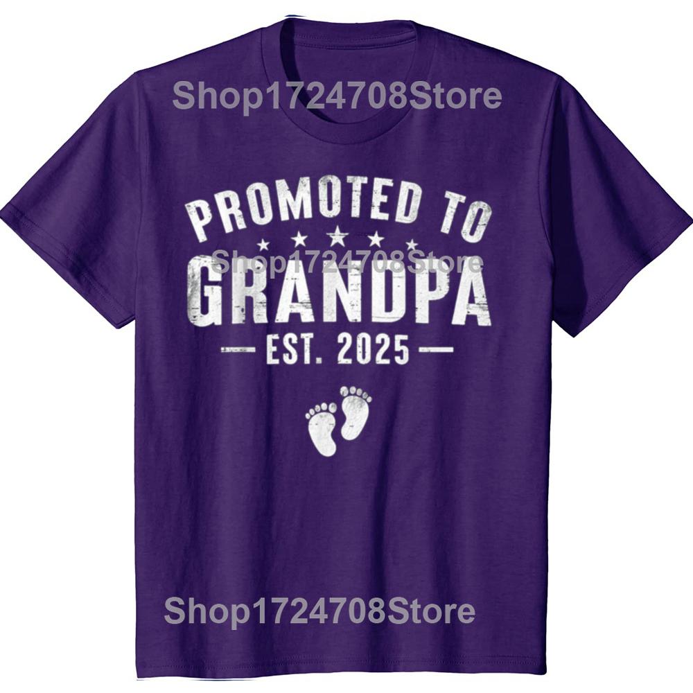 

Funny Promoted to Grandpa 2025 Soon to Be Grandfather New Grandpa T-shirts Men Casual Tshirt 100% Cotton Loose Oversized T Shirt 4XL