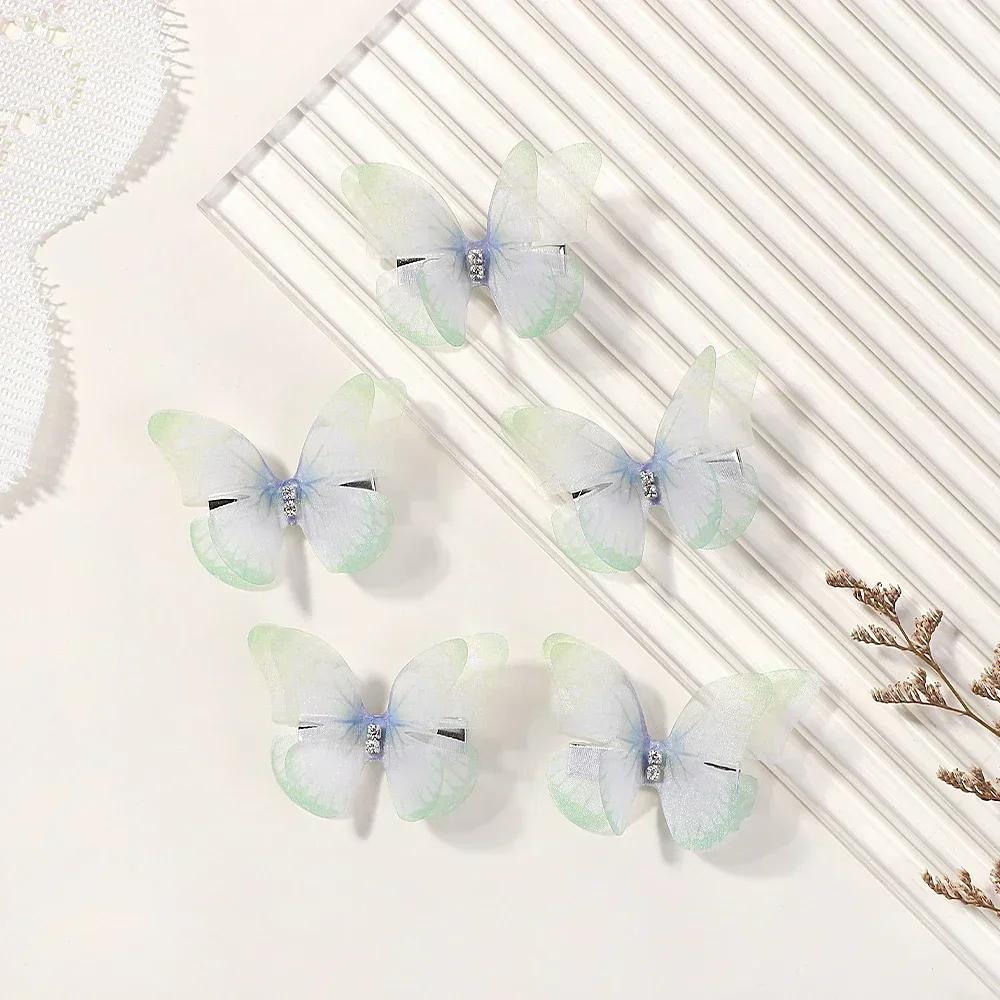 5 Stück/Set Schmetterling Haarspangen Prinzessin Mesh Doppellagig für Mädchen Kinder Hübsche Haarnadeln Geburtstagsgeschenk Haarschmuck