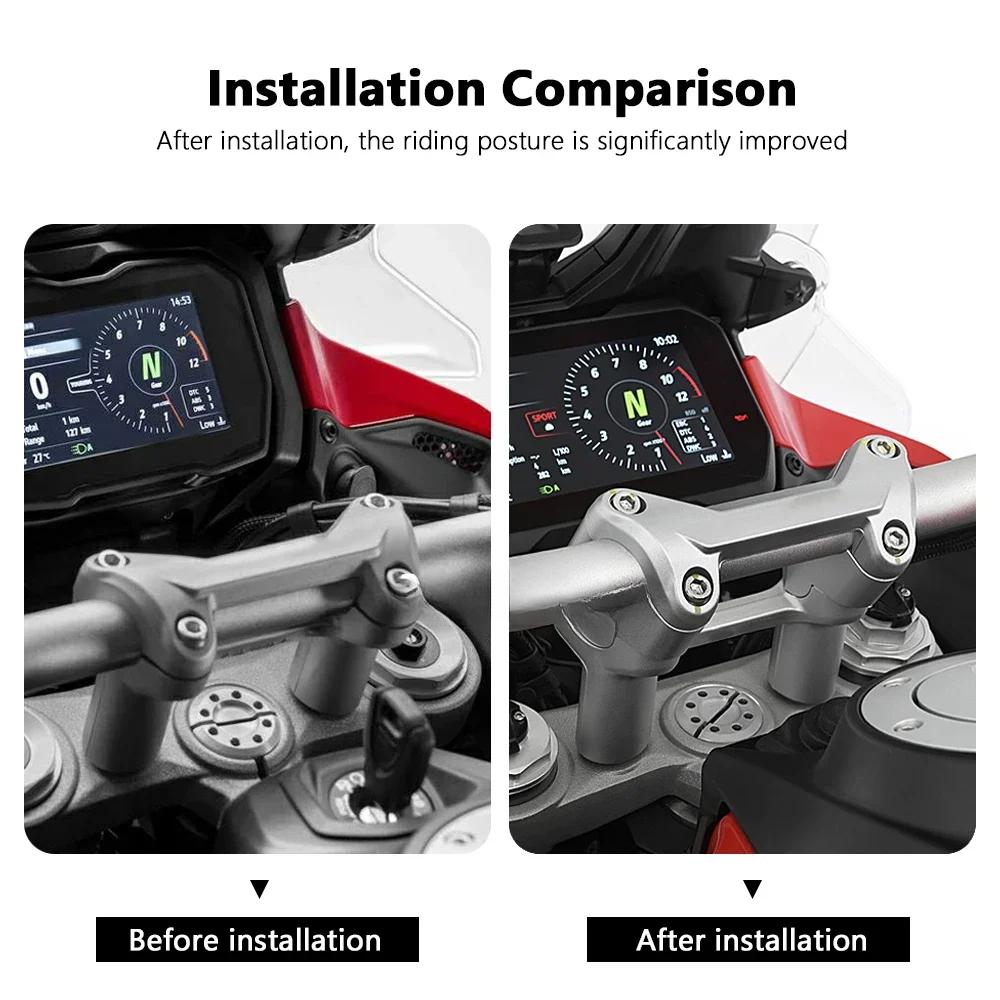 For DUCATI MULTISTRADA V4 Multistrada V4 New Motorcycle CNC Aluminum Silver Handlebar Riser Bar Mount Handle Clamp Mounting
