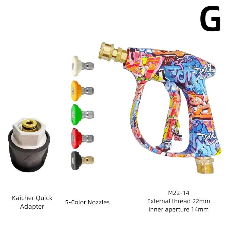 Graffiti Design High Pressure Water Gun 4350PSI 1L Foam Gun 1/4" Quick Nozzle Kit with Karcher Adapter & Anti-Slip Rubber Base