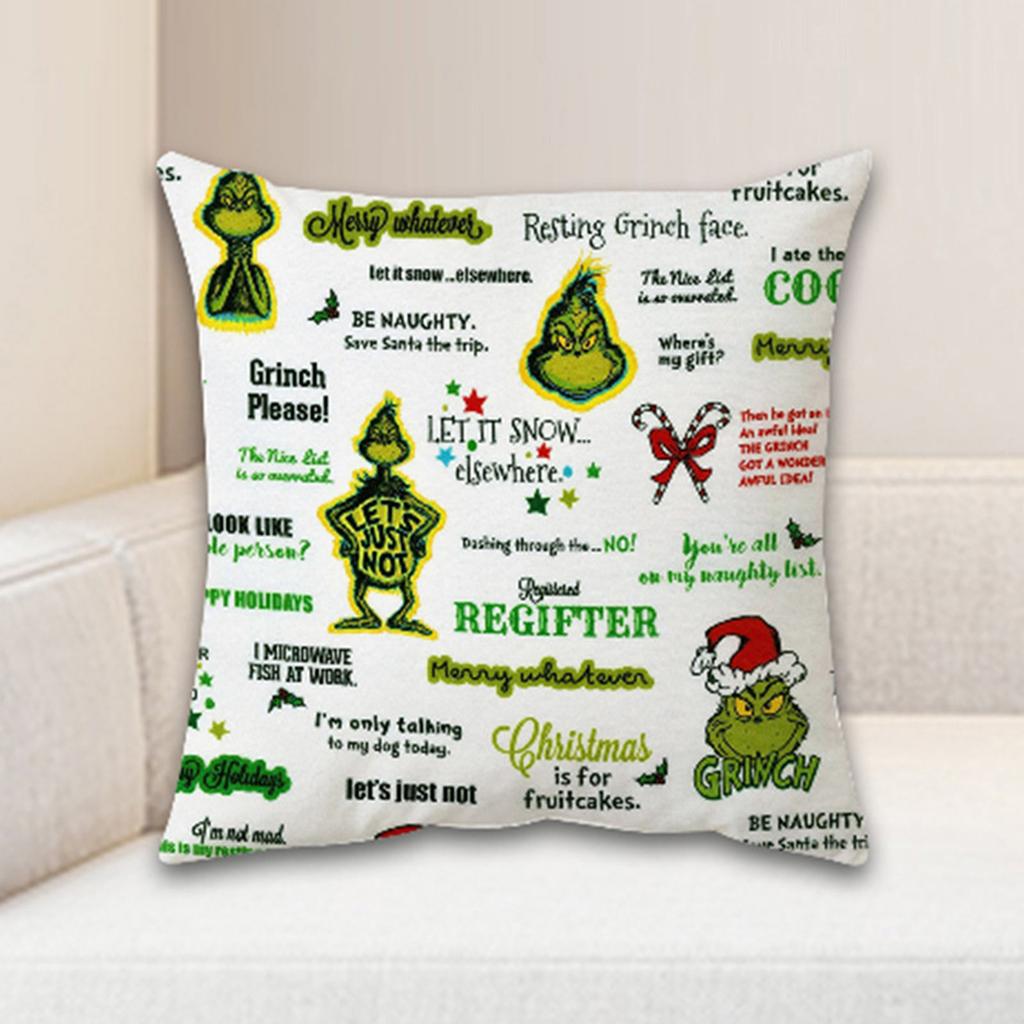 Christmas Happy Throw Pillow Cover, 18 X 18 Inch, Winter Holiday Cushion Cover Sofa Decor