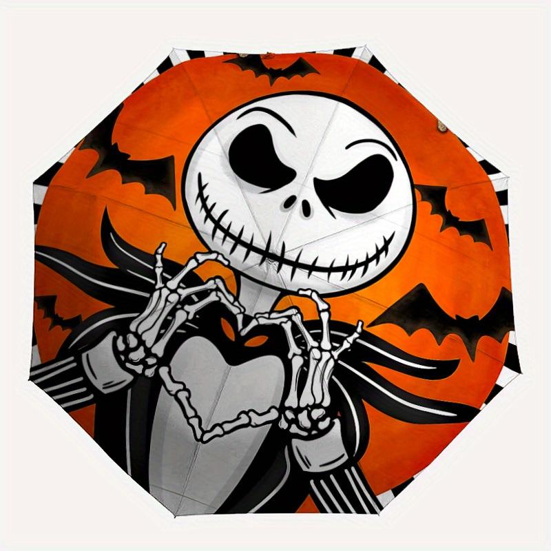 1pc Jack Skellington Folding Umbrella,Compact Travel Umbrella with 8-Rib Design,Thickened And Reinforced Umbrella Frame yy250728028