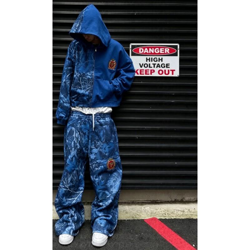 Oversized Y2K Streetwear Hoodie Set With Contrast Camo Print Loose Fit Sweatshirt Straight Leg Pants Teens