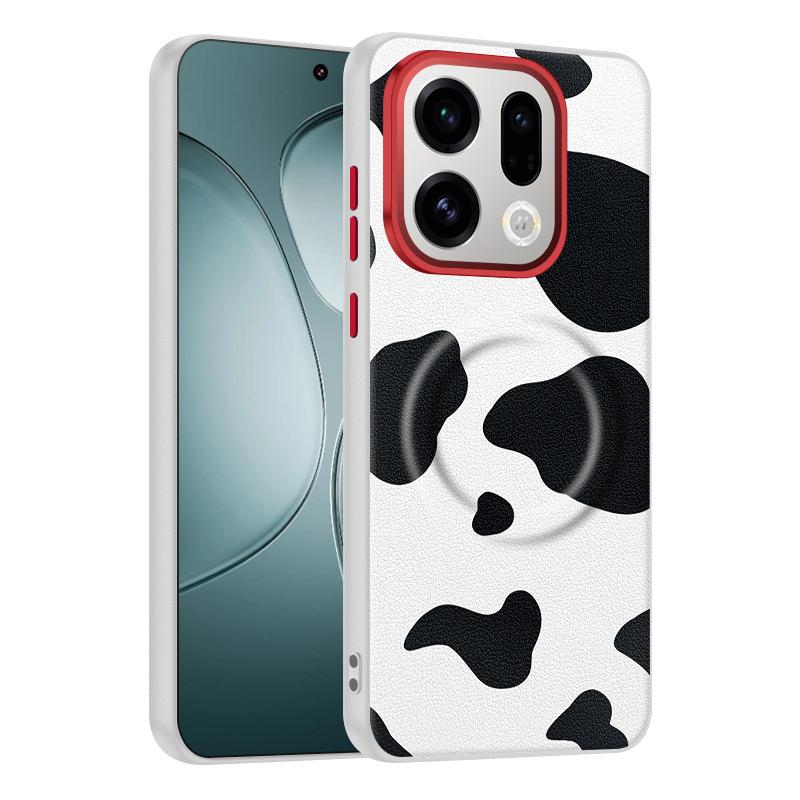 

For Oppo Find X9 and Oppo Find X9 Pro Case Dairy Cow Zebra Leather Magnetic Suction Keys Lens Frame Anti-Fingerprint Soft Cover Artificial leather&OPPO Find X9