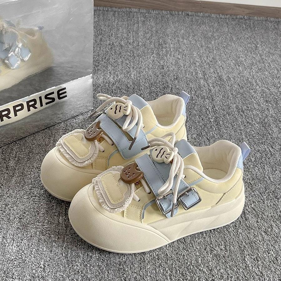 Fashion 2025 New Korea-Style Chunky Sneakers Women White Platform School Shoes Versatile Spring Casual Fashion Platform Sneakers