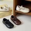 Girls' leather shoes spring 2025 new children's shoes Korean version versatile square mouth shoes retro fashion grandma shoes