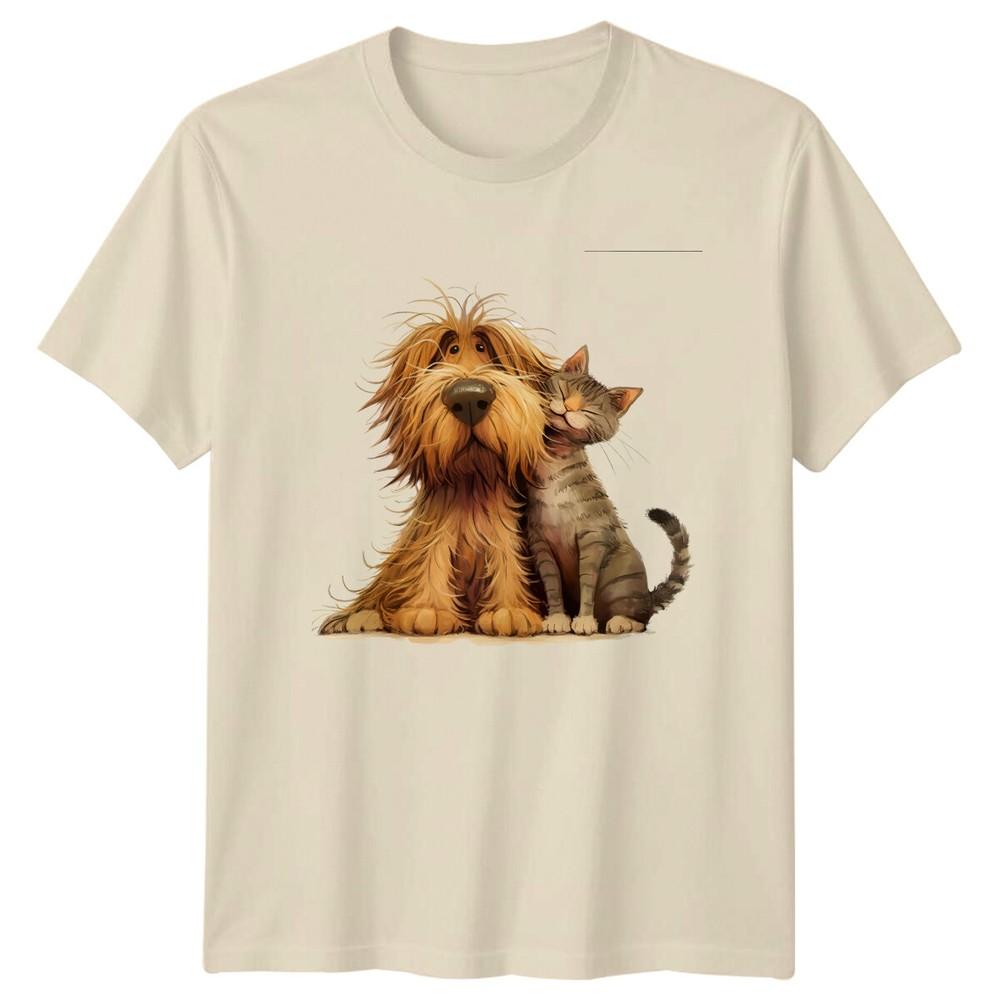 Dog And Cat Friends Animals Pet Lovers Unisexs Unisexs Graphic Unisex Tee