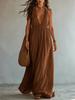 Women's Halter Deep V Neck Empire Waist Flowy Maxi Dress Sleeveless Boho Beach Wedding Guest Long Gown