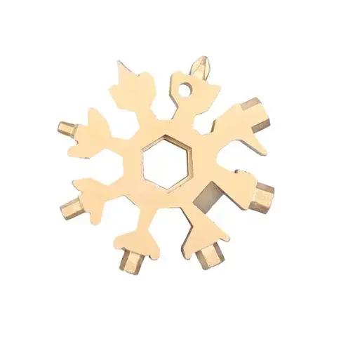 Best-Selling 18-in-1 Snowflake Multifunctional Tool: Stainless Steel Portable Wrench | All-in-One Screwdriver and Bottle Opener золотой