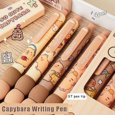4 τμχ Cartoon Cute Capybara Erasable Gel στυλό Kawaii Γρήγορης ξήρανσης Ομαλή γραφή Κομψά ουδέτερα στυλό Αισθητική επιστολή