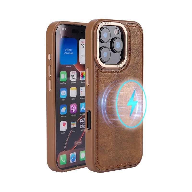 

iPhone 16/17 Pro Max Cross-Border Magnetic Magsafe Case & iPhone 15 Protective Cover iPhone 13 Pro Max светло-коричневого