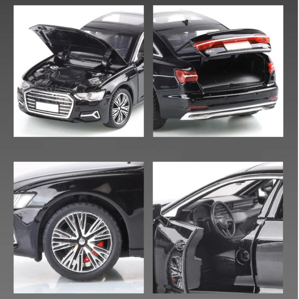 Maßstab 1/32 A6L Legierung Maßstabsmodell Diecast Metall Miniaturmodellauto Sound und Licht Rückzug Kinder Spielzeugauto Fahrzeuge Geschenke