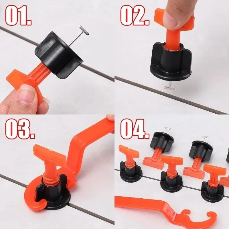 46pcs/Set Ceramic Floor Tile Leveling System Clips Spacers Porcelain Leveler Kit Construction Tools for Tile Laying Wall Fixing