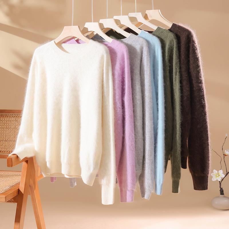 Damski sweter kaszmirowy kaszmir Qinghe 100% kaszmir puszysty ciepły modny szczotkowany