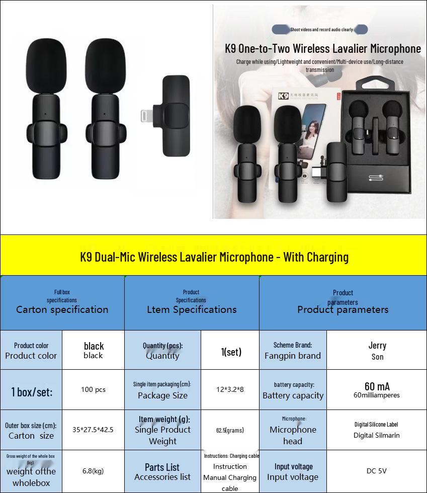 Wireless Lavalier Microphone for Outdoor Mobile Audio and Video Recording with Noise Reduction