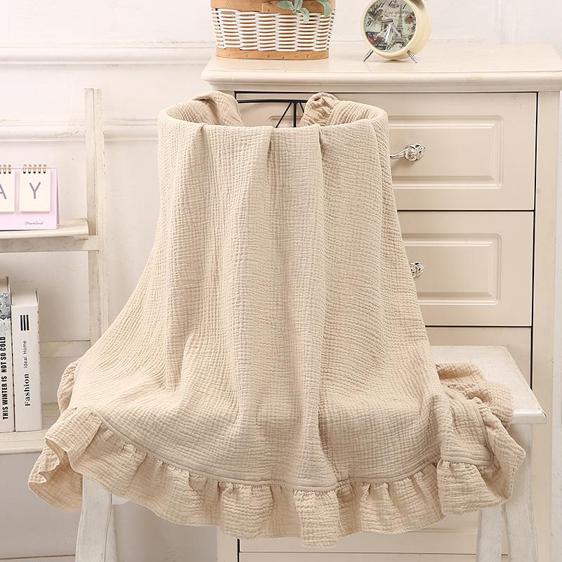 Organic Cotton Baby Blankets Newborn Muslin Swaddle Baby Wrap Gauze Ruffle Blanket Bedding Items Babies Accessories