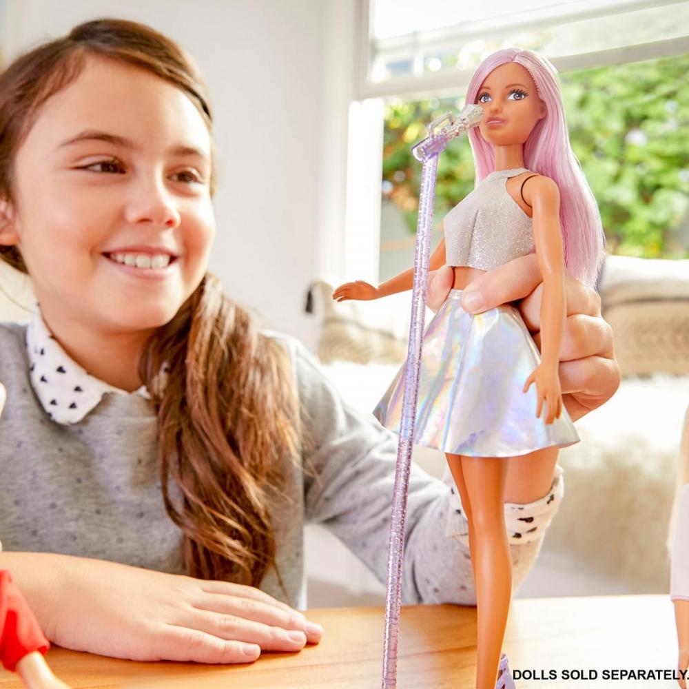 Barbie Barbie 65 Barbie a pracovní popová hvězda panenka Barbie Oblékání domeček pro panenky Hrajte si s panenkou Hrajte od 3 let Stříbrná JCW42