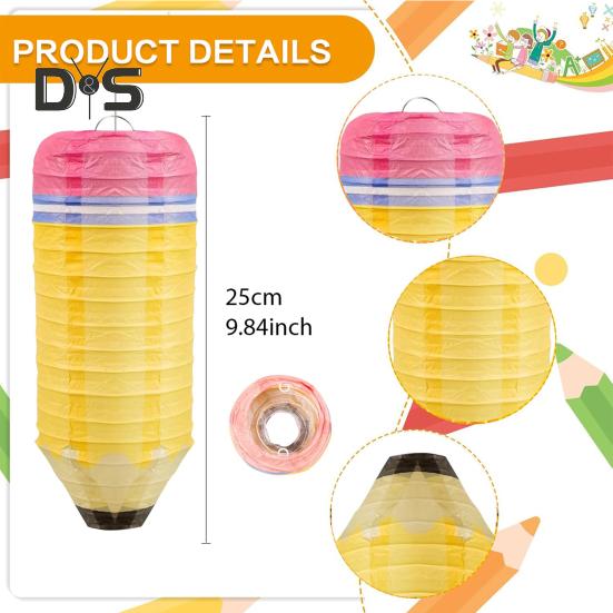 Crayon Hanging Paper Lanterns Party Decoration Welcome Back To School Classroom Decoration for First Day of School Party Supplies