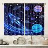 2Pcs Art Deco Space Theme Light-Filtering Curtains, Polyester Rod Pocket Window Drapes, Machine Washable, Fade Resistant, Decora