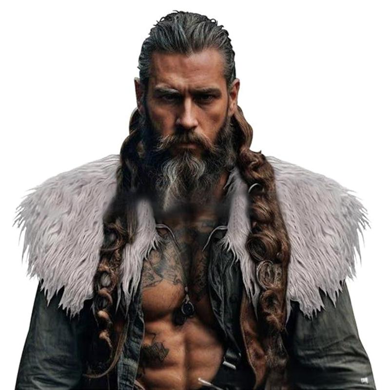 Medieval Thick Faux Furs Capelet Shoulder Wrap Shawl Costume Accessory For Fantasy Event And Historical Theme Parties