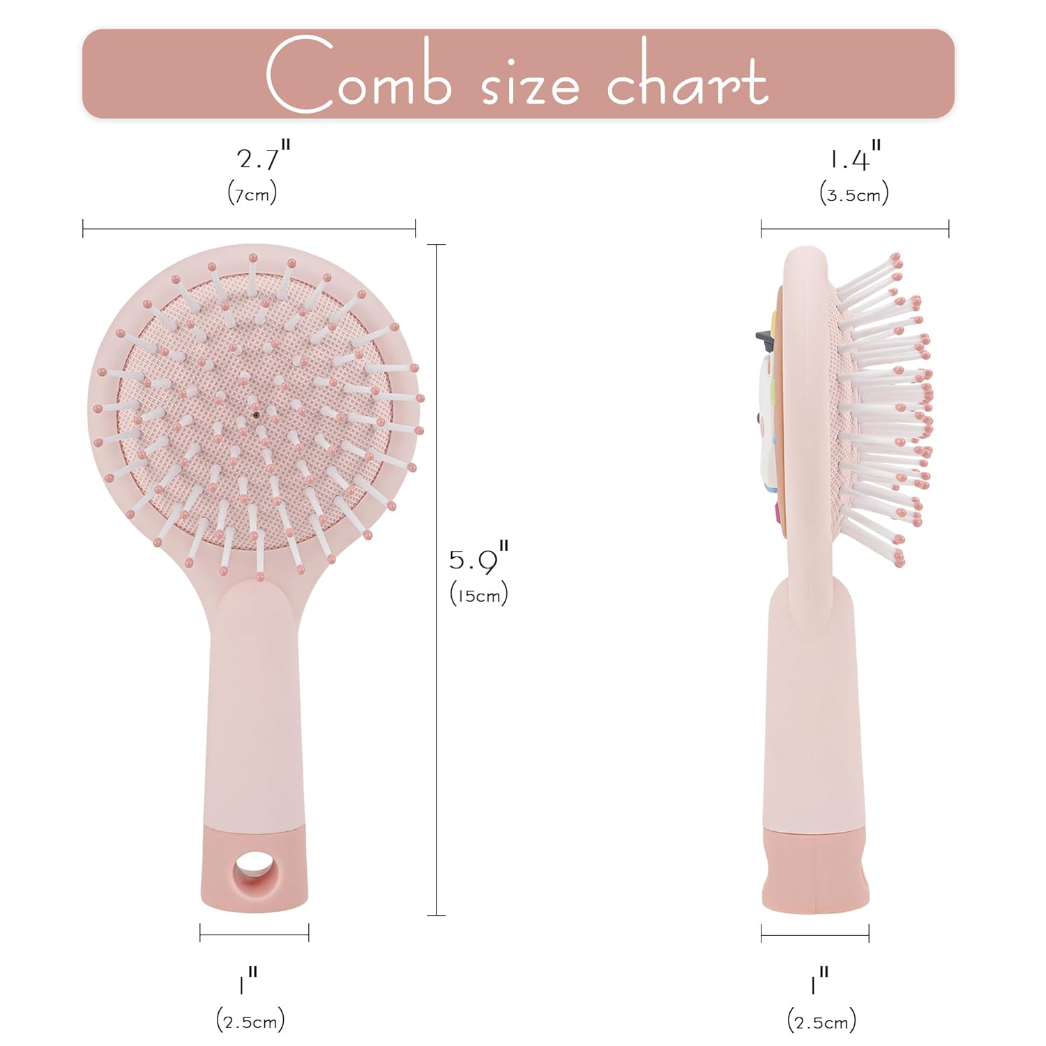 SHIDOW Small Hair Brush for Girls, Portable Detangler Brush with Massage Bristles, Cute Travel Paddle Brush for Wet or Dry Hair - Pink