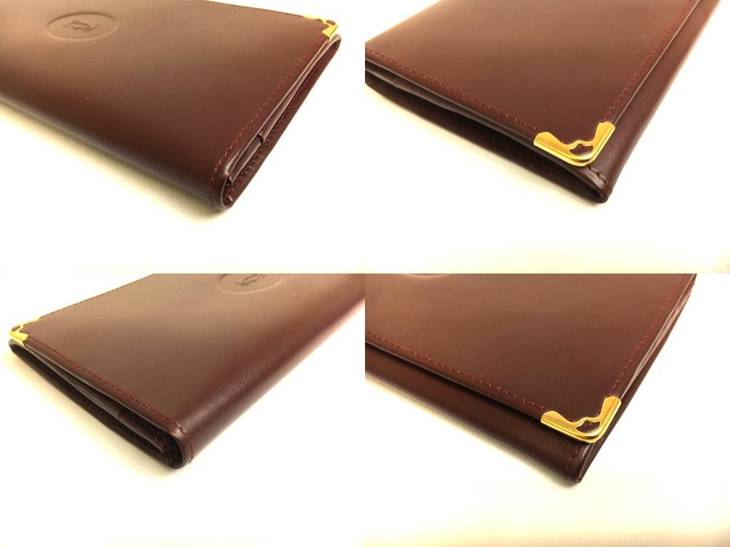 Authentic Cartier Must De Cartier Bordeaux Leather Bifold Long Wallet #a547  Refurbished