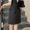 Elegant Summer 2026 Petite Two-Piece Dress Set: Short-Sleeved Shirt & Suspender