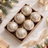 8CM Christmas Ball Ornament Pendant - Willow Leaf Design in Three Colors, Boxed for Hanging on Tree