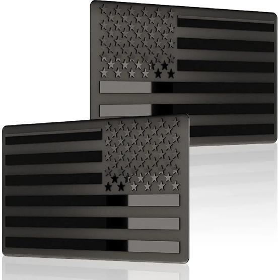 2 Pcs Embossed 3D Metal All Black American Flag Emblem Decal Stickers (1 Pair), Matte Black 5 x 3 Patriotic USA US Flag Car Decals Bumper Stickers чёрный