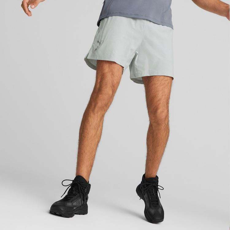 Puma Solid Color Elastic Waist Straight Leg Shorts Men Shorts Platinum-Gray Multicolor 523262-80