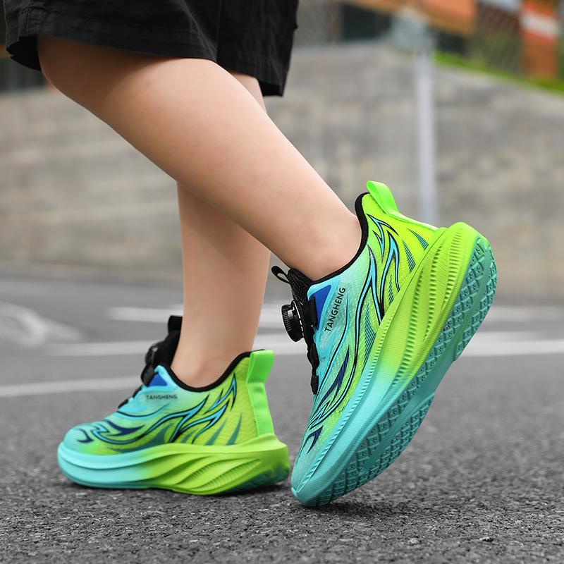 2026New Breathable Mesh Athletic Shoes for Kids, Featuring a Rotating Buckle, Lightweight Design, and Shock Absorption, Suitable for Both Boys and