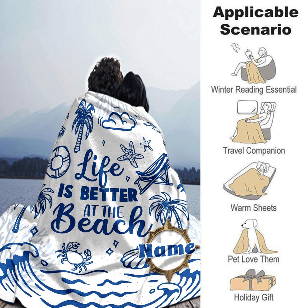 Beach Life Is Better Customize Your Name Home Blanket S Comfortable Soft Lightweight Allseason Multipurpose Blanket For Picnics Sofas Offices Beds