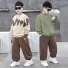 Boys' Plus-Size Sweatshirt & Sweatpants Set - Trendy Two-Piece for Spring & Autumn