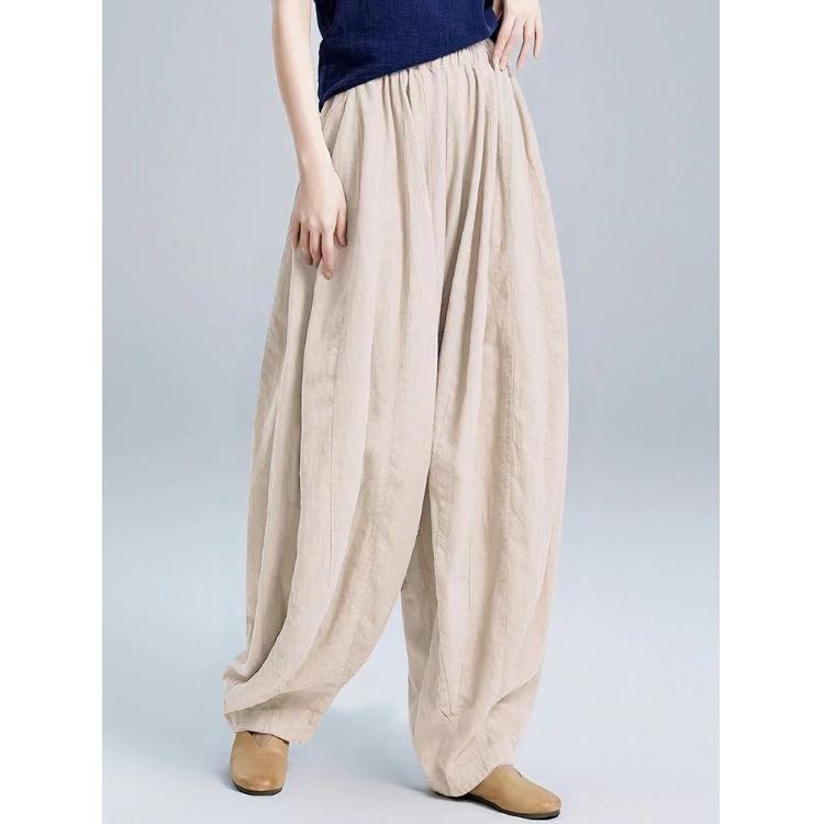 SuperAen Japan Style Literary Solid Color Simple Linen Long Pants Women's Spring New Loose Casual Oversize Pants