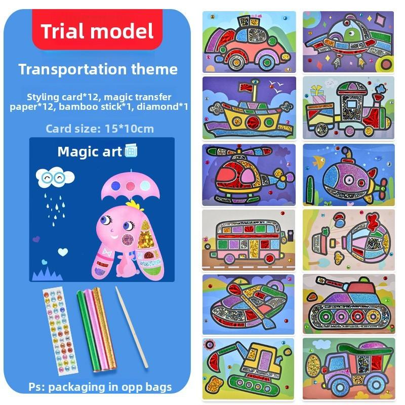 Children Colorful Magical Animal Sticker Art Diy Craft Kit For Preschoolers Experience 12Sheets