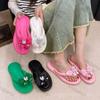Fashion Women's Slippers 2025 Summer New Fashion Bow-knot Non Slip Soft Sole Flip Flops Lightweight Comfortable Slip on Flat Sandals