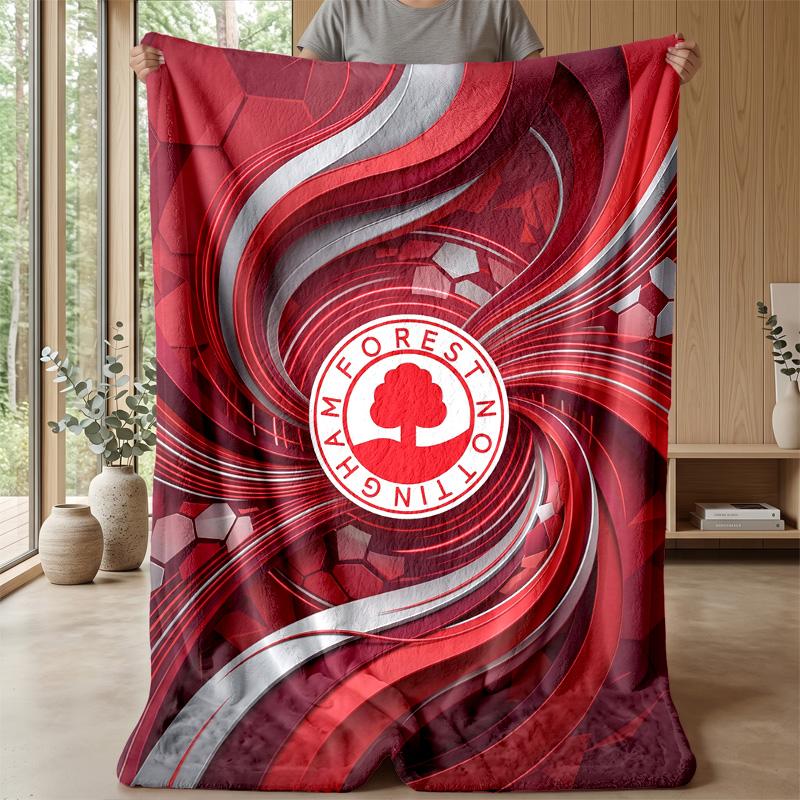 Coperta in Flanella con Stampa Calcio Nottingham Forest, Coperta Morbida Calda Leggera per Divano Letto Campeggio