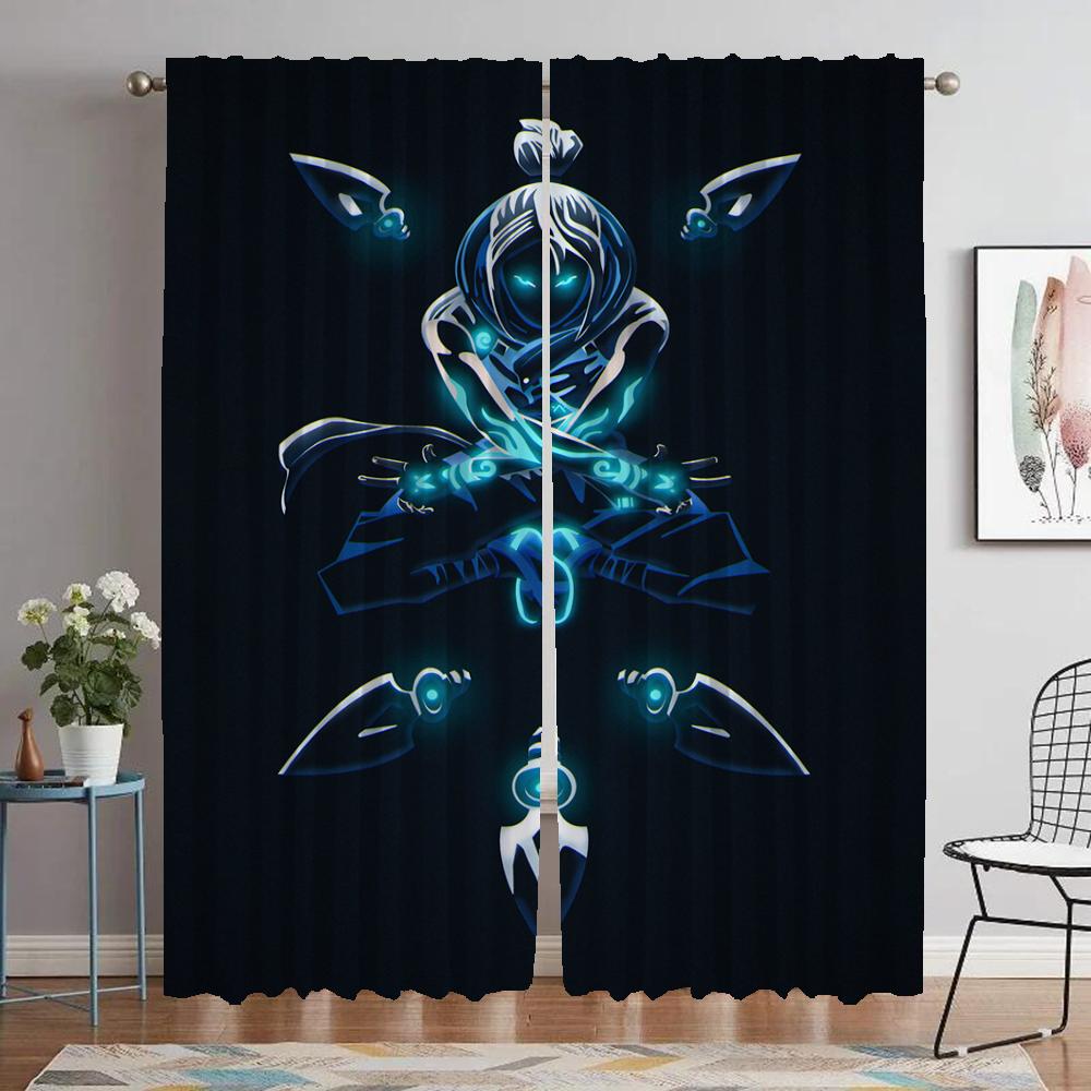 Valorant Kitchen Curtains for Living Room Tulle for Bedroom Blackout Curtain Partition Shades Home Interior Curtains 2 Pieces