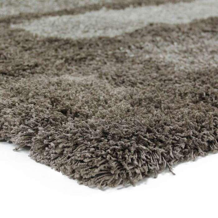 Grey Rectangles Pattern Long Pile Rug 120x170