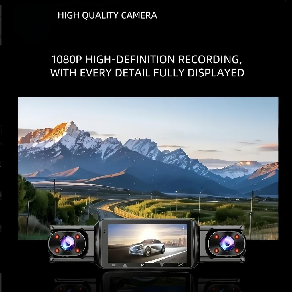 3‑4‑Channel Panoramic HD Dash Cam, 1080P+720P Multi‑Lens, G‑Sensor, 24H Parking Monitor, APP Transfer Loop Recording
