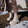 Krazing Pot  Cow Leather Wool Blend Winter Round Toe Platform Snow Boots Zipper Women Casual Keep Warm Ankle Boots