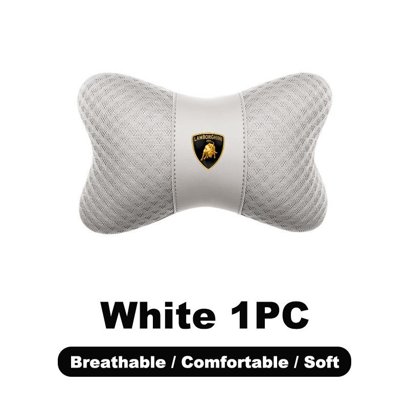 1pcs Car Leather Headrest Seat Lumbar Pillow Auto Accessories For Lamborghini LP570 LP610 Urus LP700 LP770 Gallardo Aventador byu2
