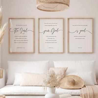 Verset de la Bible le seigneur votre dieu est bon écriture chrétienne minimale affiches de peinture sur toile d'art mural pour la décoration de la maison de salon