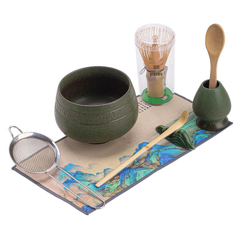 Song Dynasty Ceramic Matcha Set: Bowl, Whisk & Accessories