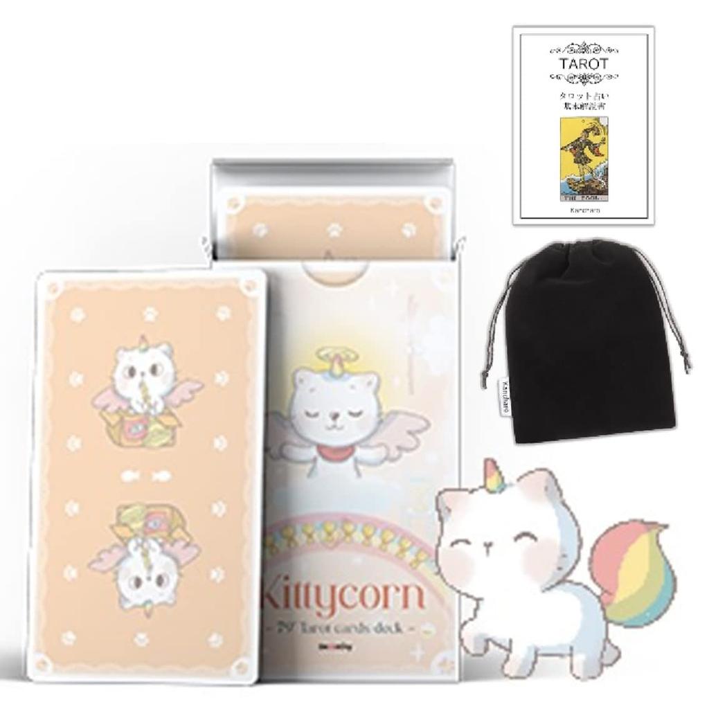 Kancharo Tarot Cards 79 Pieces Tarot Fortune Telling Japanese Tarot Cards Basic Instructions Pouch Included [Kittycorn Tarot] & (Genuine Product)