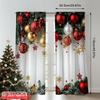 2D flat printing 2pcs Merry Christmas Popular Drapes Red and Gold Ball Pine Branch Snowflake Versatile Polyester Without