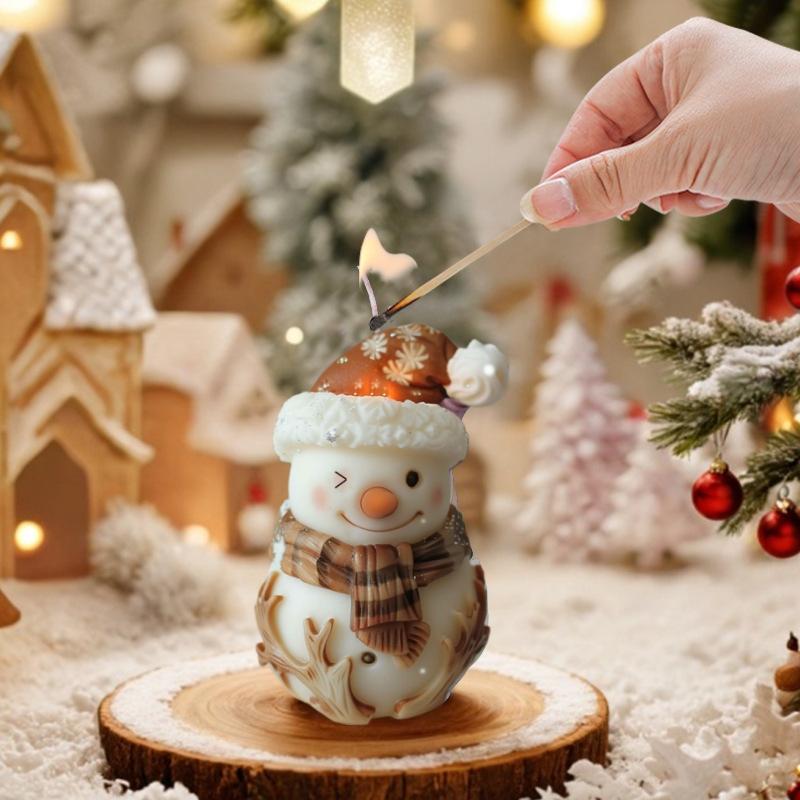Scarf Snowman Candle Silicone Mold Cute Antlers Snowman Resin Silicone Mould Christmas Decor Hat Snowman Cake Chocolate Molds