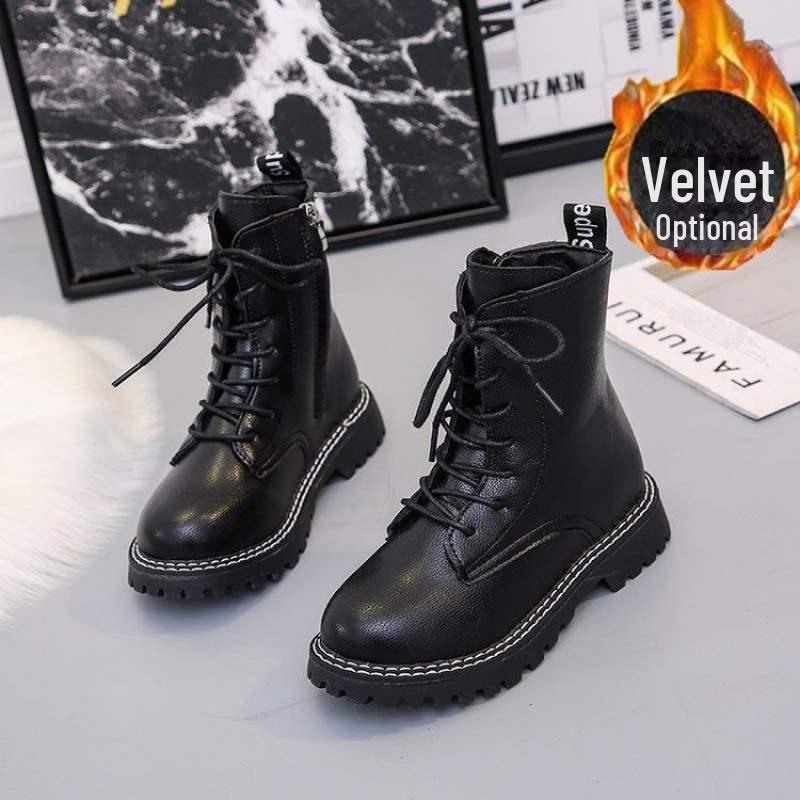 

Ботинки Martin для детей 2022 г.: Осенне-зимние бархатные короткие сапоги для мальчиков и девочек Size 27, Inner Length 16.6 cm